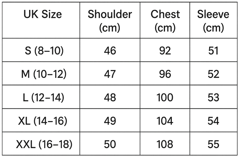 Size chart for Andrea Overcoat