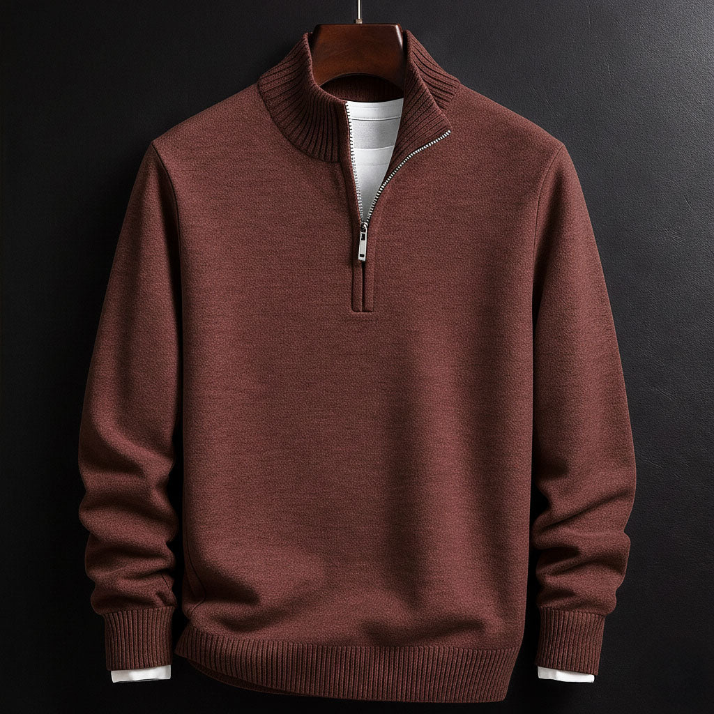 THE KENTON COTTON HALF- ZIP SWEATER