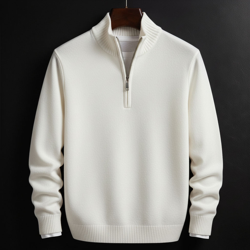 THE KENTON COTTON HALF- ZIP SWEATER