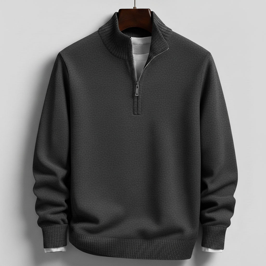 THE KENTON COTTON HALF- ZIP SWEATER