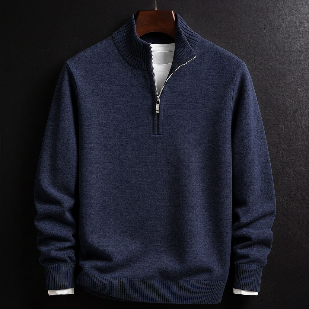 THE KENTON COTTON HALF- ZIP SWEATER