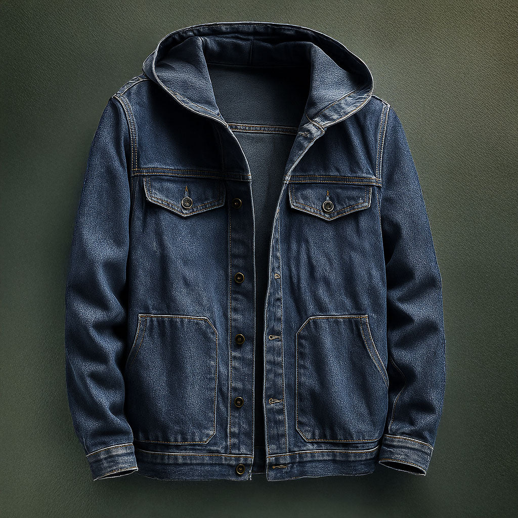 WINDSOR HOODED DENIM JACKET.