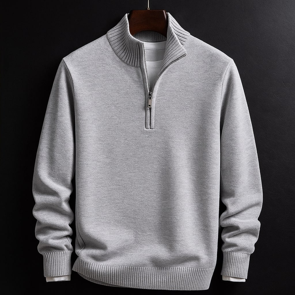 THE KENTON COTTON HALF- ZIP SWEATER