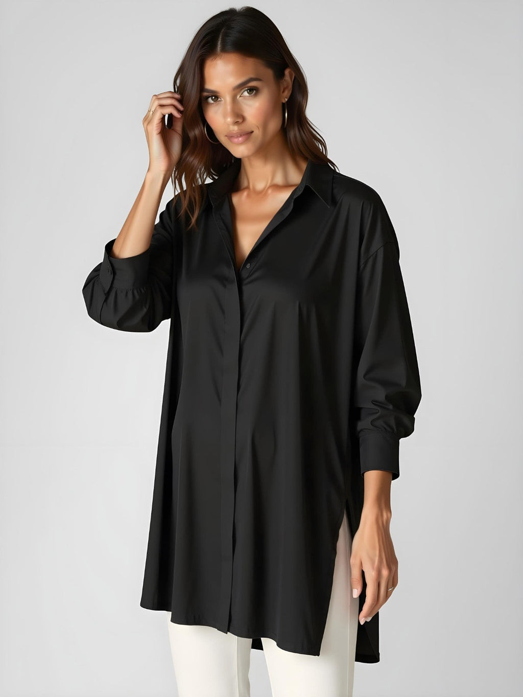 Brianna Oversized  Button Bloose Dress.