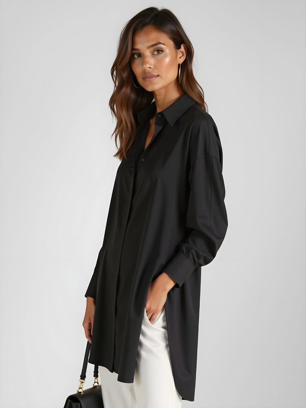 Brianna Oversized  Button Bloose Dress.