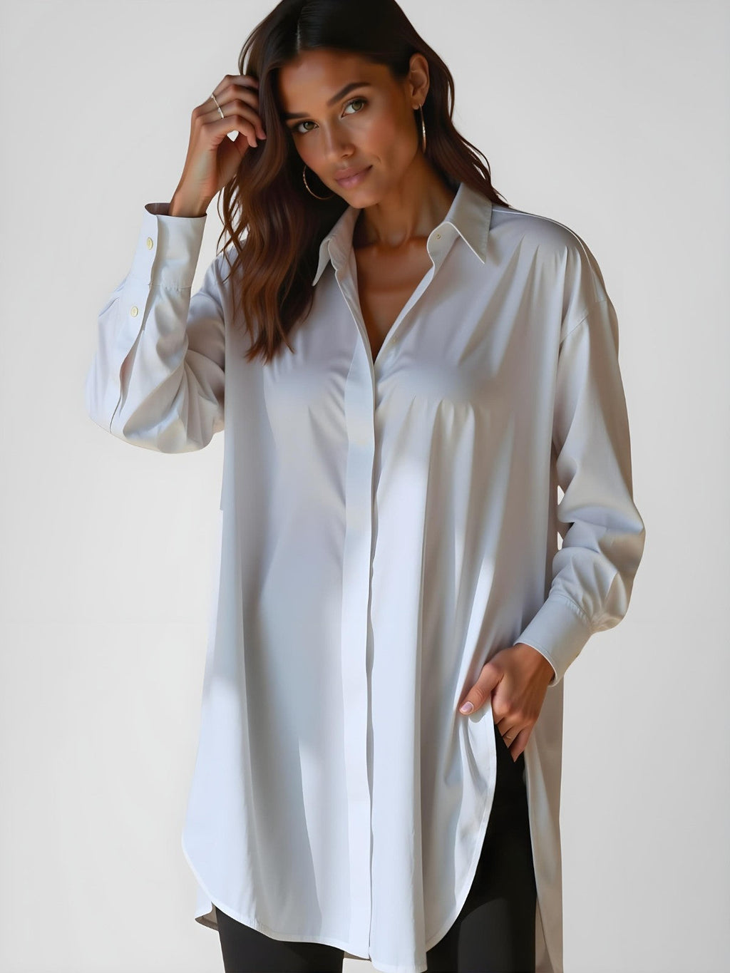 Brianna Oversized  Button Bloose Dress.