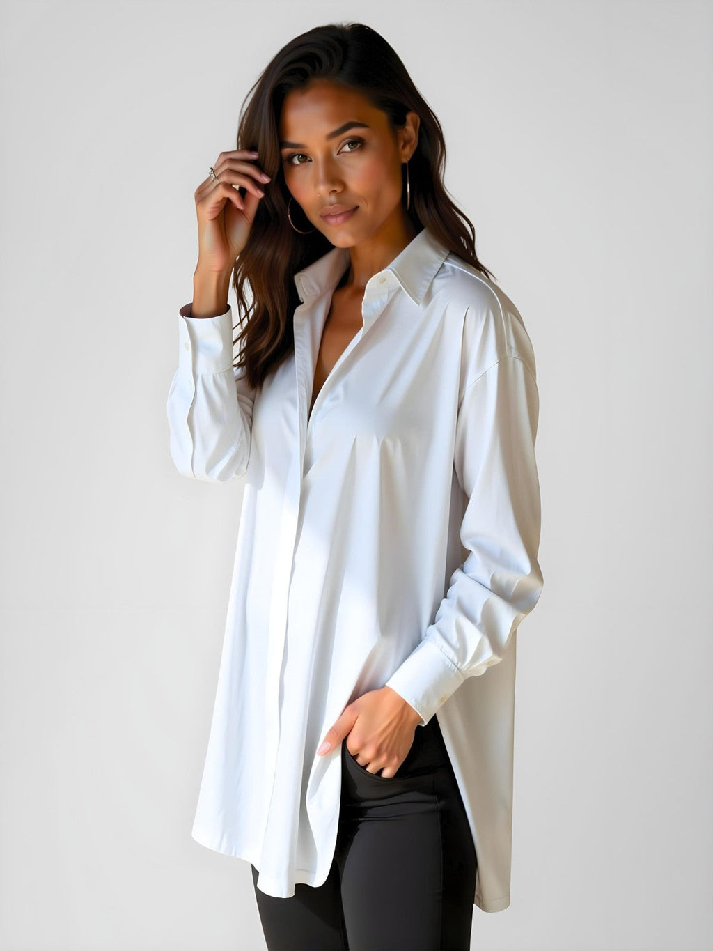 Brianna Oversized  Button Bloose Dress.