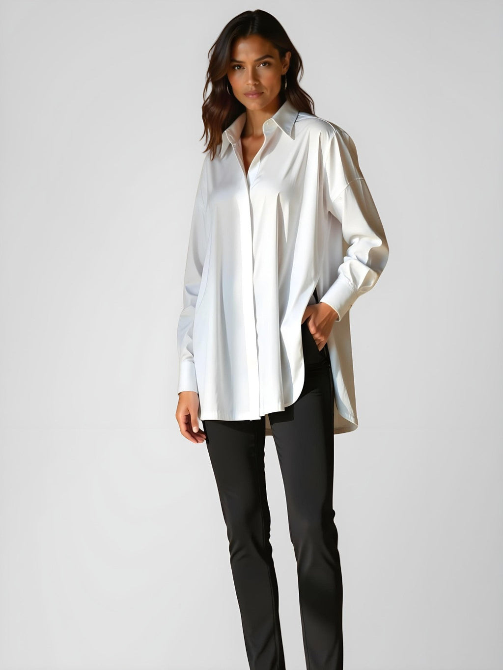 Brianna Oversized  Button Bloose Dress.