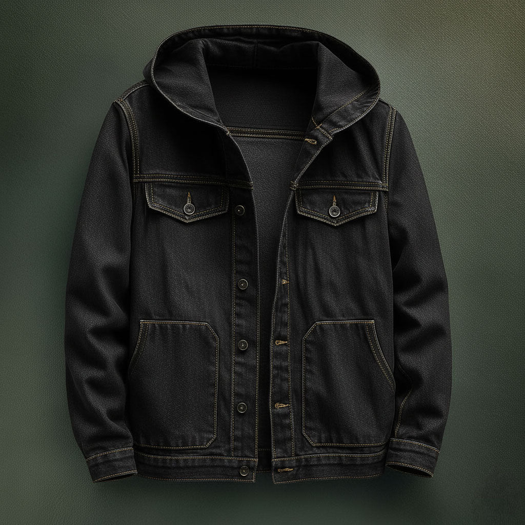 WINDSOR HOODED DENIM JACKET.