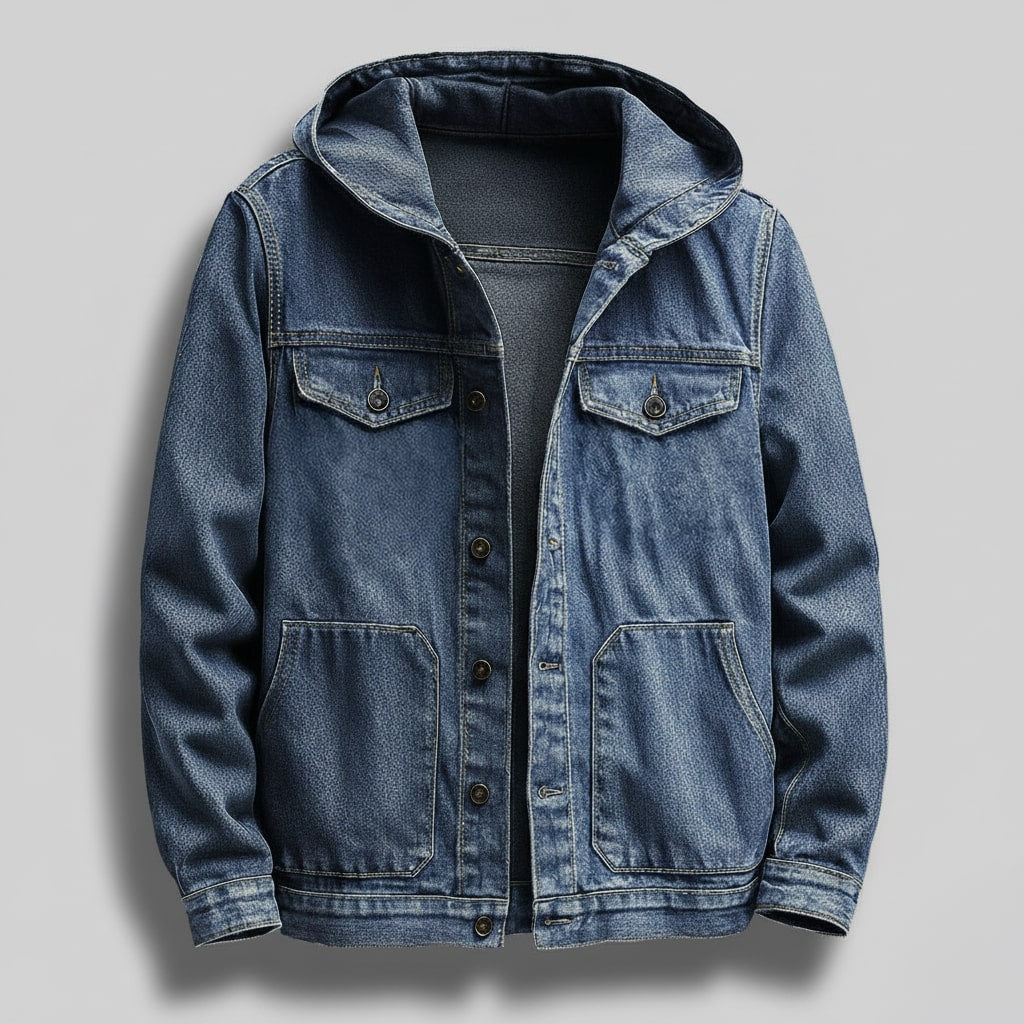 WINDSOR HOODED DENIM JACKET.