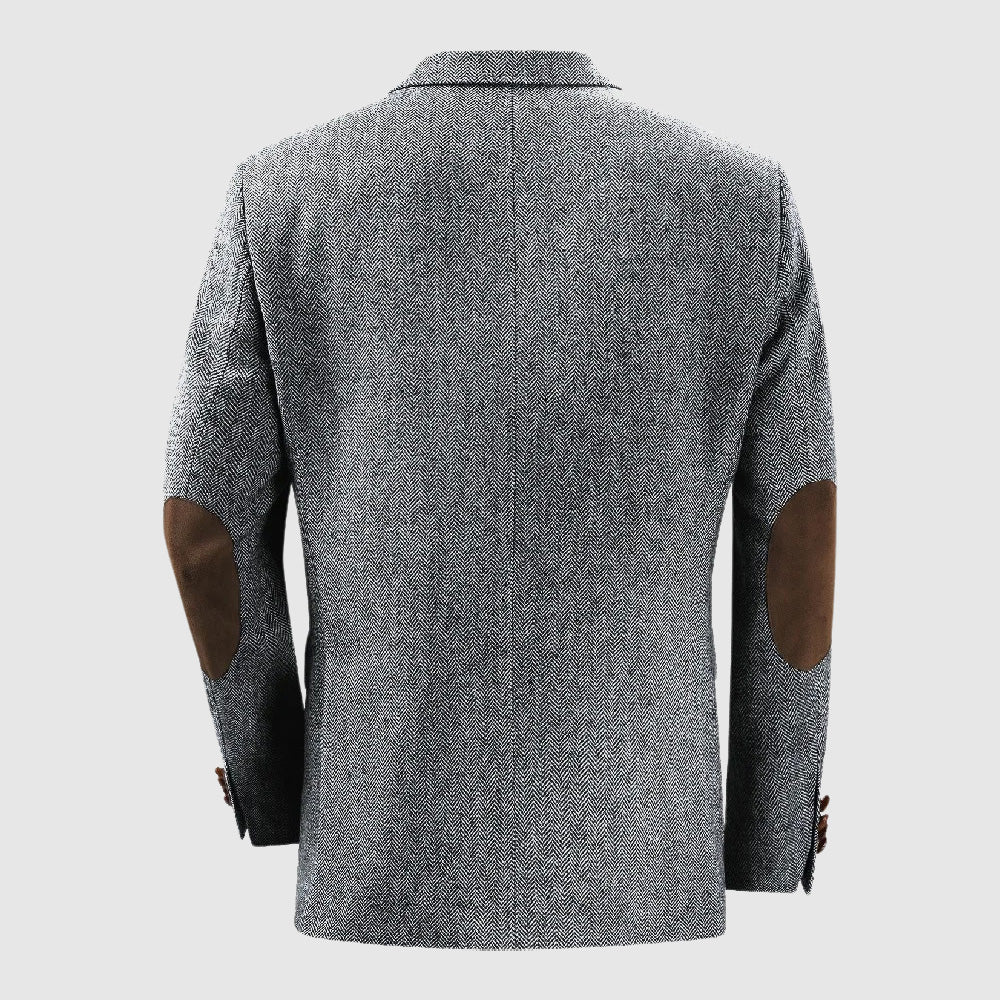 Herringbone Patch Pocket Tailored Men Blazer