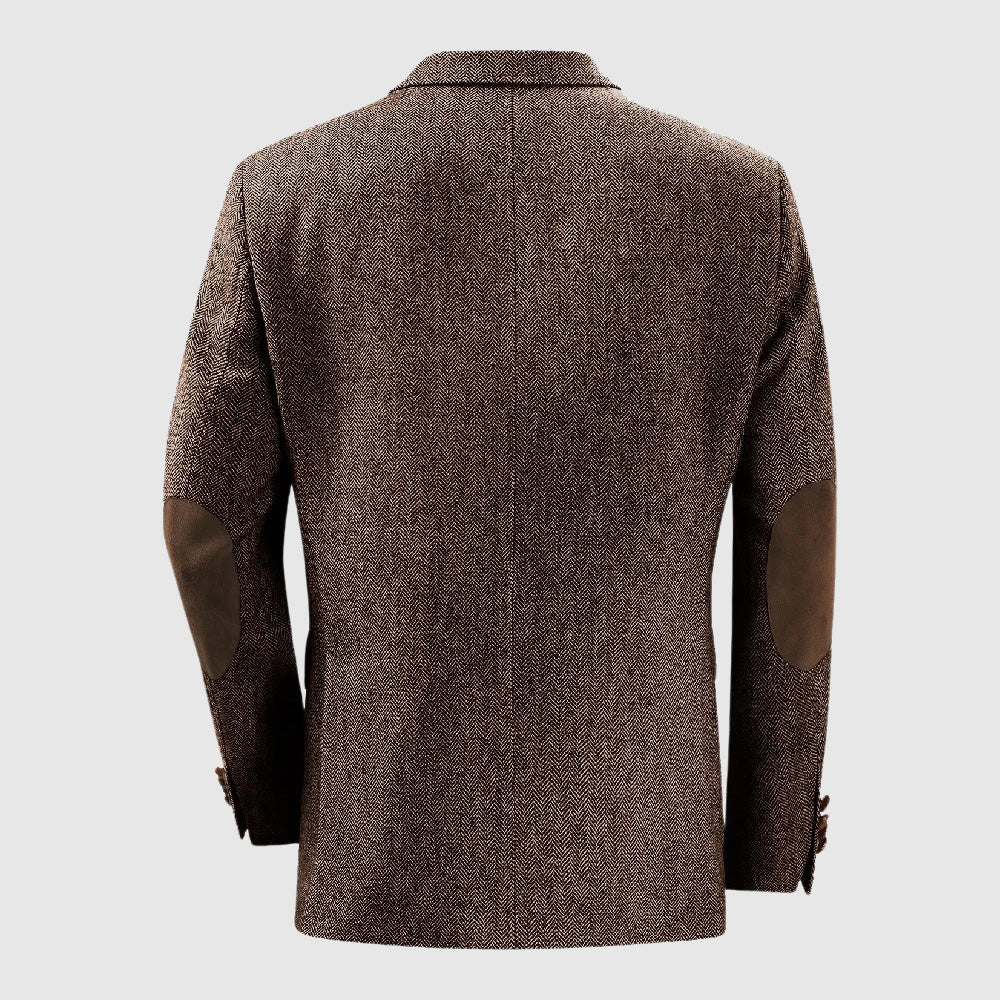 Herringbone Patch Pocket Tailored Men Blazer