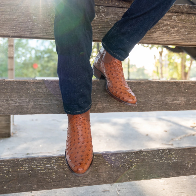 Grand Quill Ostrich Zip Boot