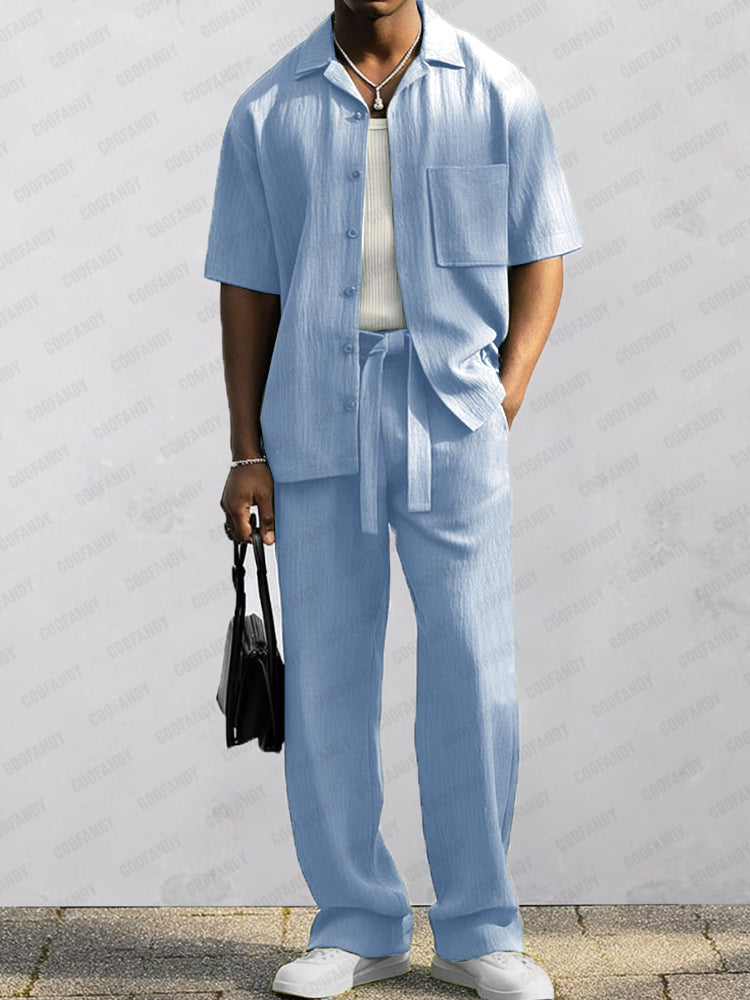 Casual Chic 100% Cotton Shirt Pants Set