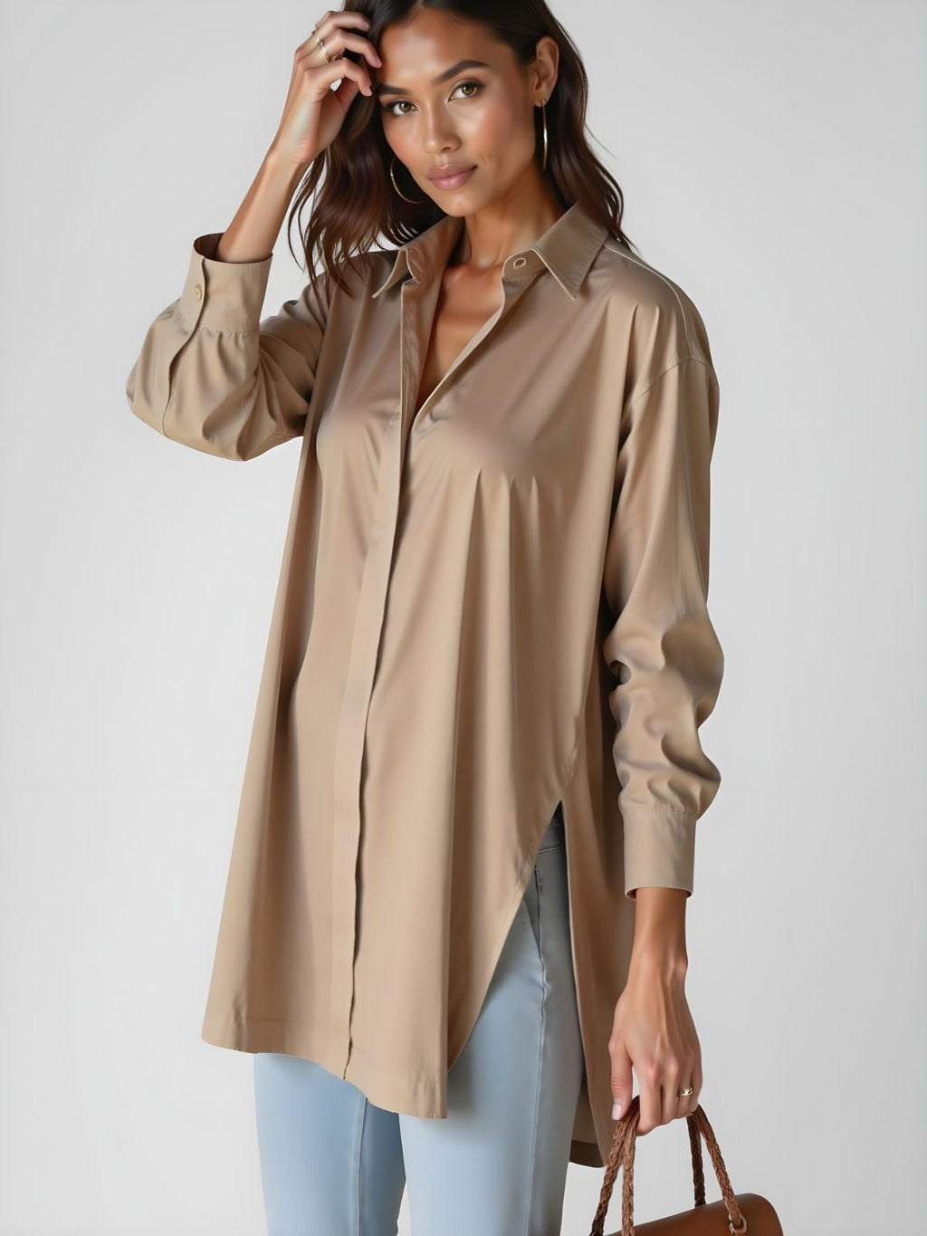 Brianna Oversized  Button Bloose Dress.
