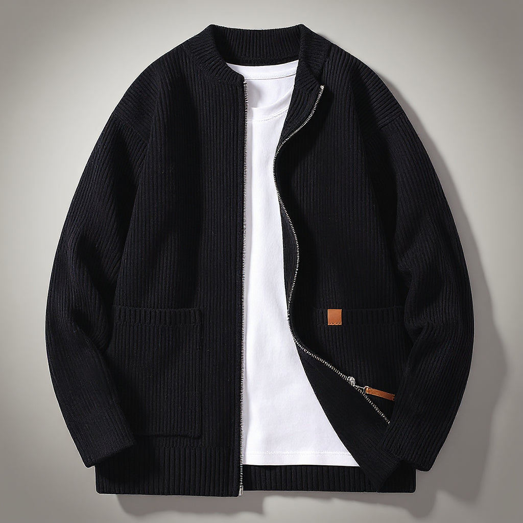 ASHFORD RIBBED KNIT CARDIGAN.