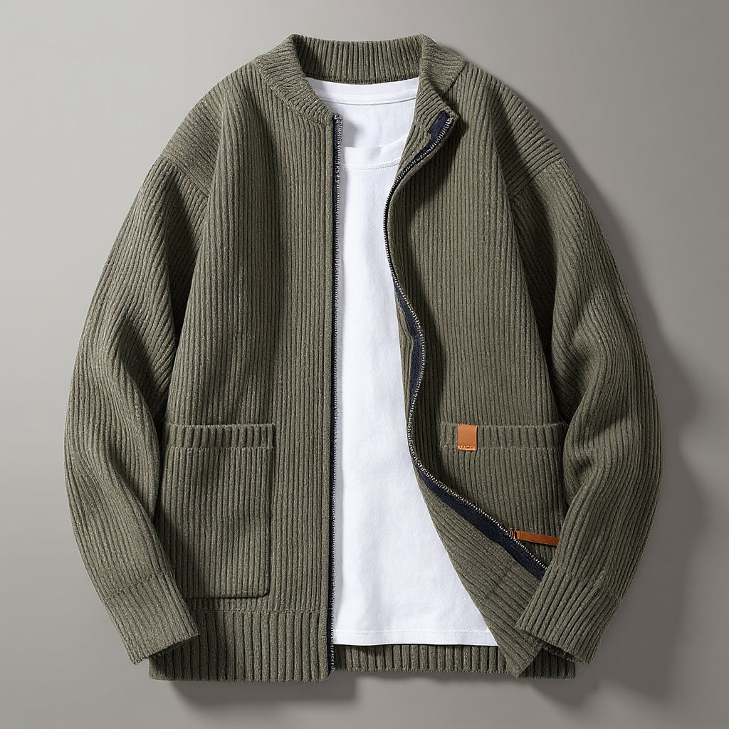 ASHFORD RIBBED KNIT CARDIGAN.